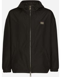 Dolce & Gabbana - Nylon Jacket With Hood And Branded Tag - Lyst
