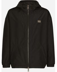 Dolce & Gabbana - Giubbotto Nylon Con Cappuccio E Placca Logata - Lyst