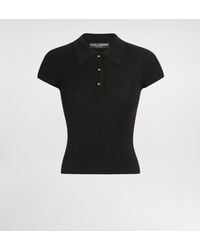 Dolce & Gabbana - Ribbed Viscose Polo-Shirt - Lyst