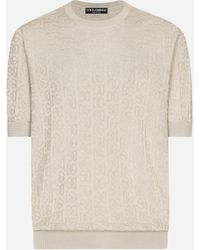Dolce & Gabbana - Silk Jacquard Round-Neck Sweater With Dg Logo - Lyst