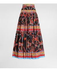 Dolce & Gabbana - Carretto-Print Poplin Long Skirt - Lyst