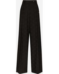 Dolce & Gabbana Wool jacquard pants with all-over DG logo - Bianco