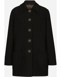Dolce & Gabbana - Double Crepe Peacoat With Galalith Buttons - Lyst