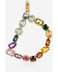 Dolce & Gabbana - Charm D Lettering 18Kt And Multicolored Gems - Lyst