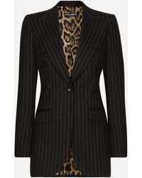 Dolce & Gabbana - Single-Breasted Pinstripe Wool Turlington Jacket - Lyst