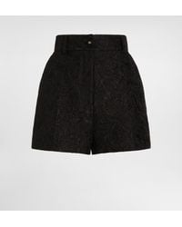 Dolce & Gabbana - Quilted Floral Jacquard Shorts With Dg Logo - Lyst