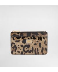 Dolce & Gabbana - Medium Leopard-Print Polished Calfskin Card Holder With Zipper - Lyst