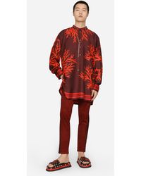 Dolce & Gabbana Hose aus Wildleder mit Details aus Seide - Rot