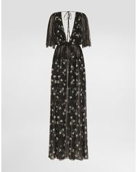 Dolce & Gabbana - Violets-Print Chiffon Robe Dress - Lyst