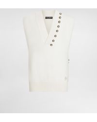 Dolce & Gabbana - ジュエルボタン&Dgエンブロイダリー ウール Vネック ベスト - Lyst
