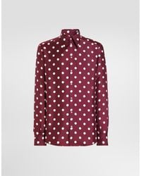 Dolce & Gabbana - Polka Dot-Print Silk Twill Shirt - Lyst