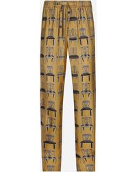 Dolce & Gabbana - Pantalón Estilo Jogger En Sarga De Seda Con Estampado - Lyst