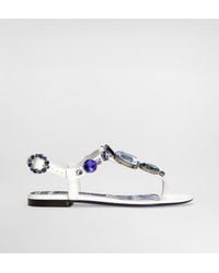 Dolce & Gabbana - Patent Leather Thong Sandals With Embroidery - Lyst