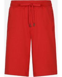 Dolce & Gabbana - Jersey Jogging Shorts With Logo Tag - Lyst