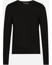 Dolce & Gabbana - Rundhalspullover Aus Wolle Dg-Logo - Lyst