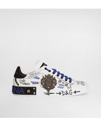 Dolce & Gabbana - Calfskin Portofino Sneakers With Patch - Lyst
