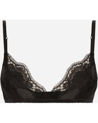 Dolce & Gabbana - Soft Cut Satin Bra With Lace - Lyst