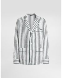 Dolce & Gabbana - Crinkled Striped Poplin Vanity Robe - Lyst