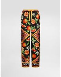 Dolce & Gabbana - Carretto-Print Vanity Silk Twill Trousers - Lyst