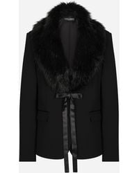 Dolce & Gabbana - Wool Jacket Detachable Fur Collar - Lyst