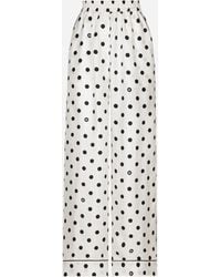 Dolce & Gabbana - Silk Pajama Pants With Polka-Dot - Lyst
