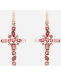 Dolce & Gabbana - Pendientes Anna En Oro De 18 Kt Con Turmalinas Rosa - Lyst