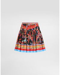 Dolce & Gabbana - Carretto-Print Poplin Miniskirt - Lyst