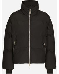 Dolce & Gabbana - Short Nylon Down Jacket With Branded Tag - Lyst