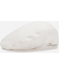 Dolce & Gabbana - Linen Twill Flat Cap With Logo Embroidery - Lyst