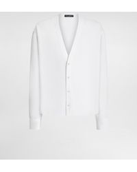 Dolce & Gabbana - Long-Sleeved Linen Shirt With Cardigan Buttoning - Lyst