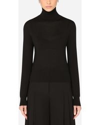 Dolce & Gabbana Jersey de cuello alto en cachemira y seda - Negro