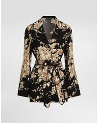 Dolce & Gabbana - Bluse Vanity Aus Seide Mit Rosenprint - Lyst