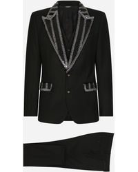 Dolce & Gabbana - Three-Piece Stretch Wool Sicilia-Fit Suit With Rhinestones - Lyst