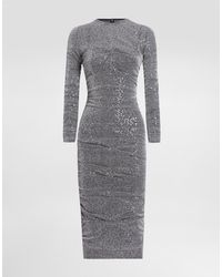 Dolce & Gabbana - Sequined Draped Calf-Length Dress - Lyst