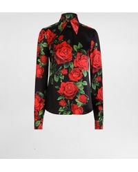 Dolce & Gabbana - Rose-Print Satin Shirt - Lyst