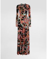Dolce & Gabbana - Carretto-Print Long Viscose Jersey Dress - Lyst