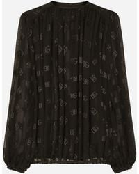 Dolce & Gabbana - Devoré Satin Blouse With All-Over Dg Logo - Lyst