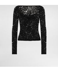 Dolce & Gabbana - Floral Lace Top With A Sweetheart Neckline - Lyst