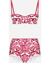 Dolce & Gabbana - Majolica Print Balconette Bikini Top And Bottoms - Lyst