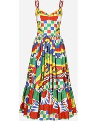 Dolce & Gabbana - Longuette-Bustierkleid aus Popeline Carretto-Print - Lyst