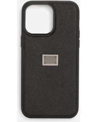 Dolce & Gabbana - Calfskin Iphone 14 Pro Max Cover With Logo Tag - Lyst