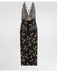 Dolce & Gabbana - Violets-Print Dress With Lace Insert - Lyst