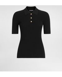 Dolce & Gabbana - Embellished Ribbed-Knit Polo Shirt - Lyst