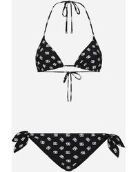 Dolce & Gabbana - Bikini De Triángulo Acolchado Con Estampado Del Logotipo Dg - Lyst
