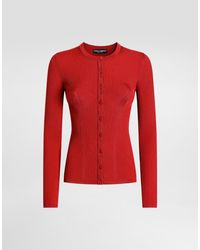 Dolce & Gabbana - Ribbed Viscose Knit Cardigan - Lyst