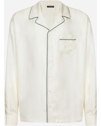 Dolce & Gabbana - Silk Twill Shirt With Dg Embroidery - Lyst