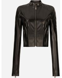 Dolce & Gabbana - Short Leather Biker Jacket - Lyst