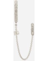 Dolce & Gabbana - Single Rhinestone-Detailed Creole Earring With Chain Accent - Lyst