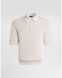 Dolce & Gabbana - Micro-Rib Cotton Polo Shirt - Lyst