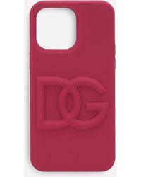 Dolce & Gabbana - Rubber Iphone 14 Pro Cover With Dg Logo - Lyst